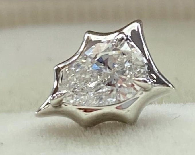 18k Gold Diamond Stud Earrings: Pear Cut 0.8 CTW Bezel Set