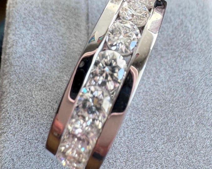 Moissanite Eternity Band: Channel Set 925 Sterling Silver Anniversary Ring