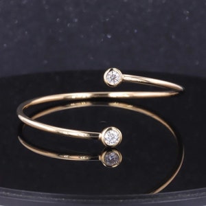 18k Yellow Gold Moissanite Bangle Cuff Bracelet Solid Gold Arm Band Solid AU750