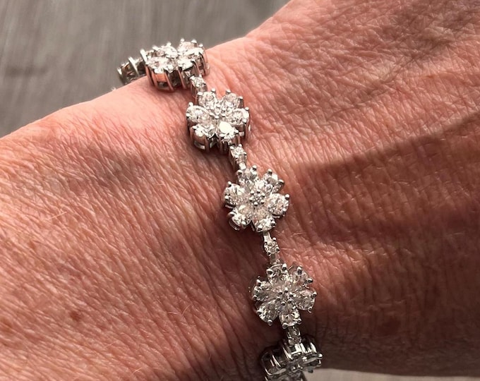 Handcrafted Moissanite Floral Tennis Bracelet, Pt950 Design