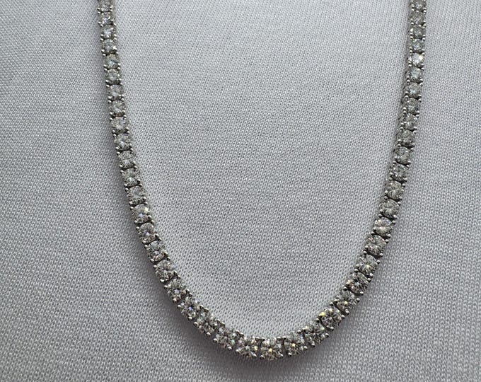 4.0mm Moissanite Tennis Necklace GRA Certified D VVS1 925/18k