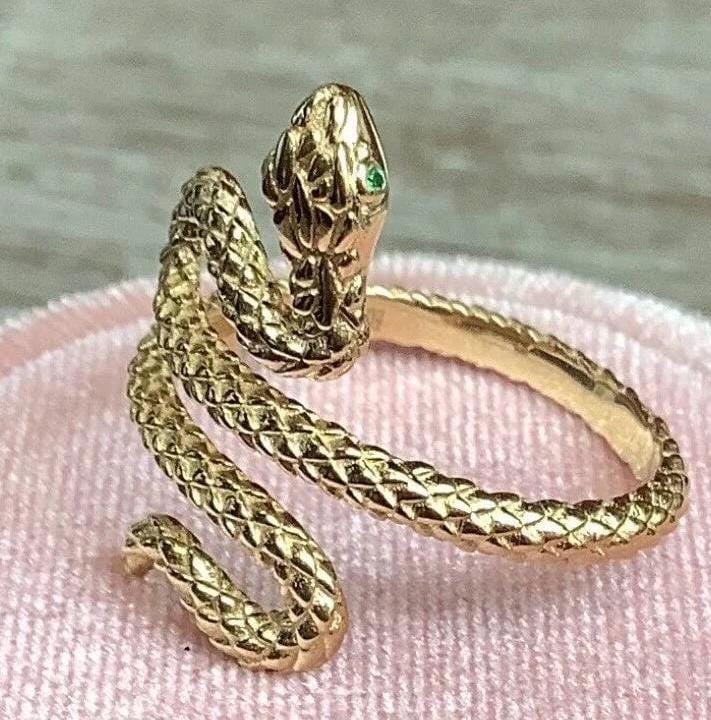 Solid Yellow Gold Snake Ring - Etsy