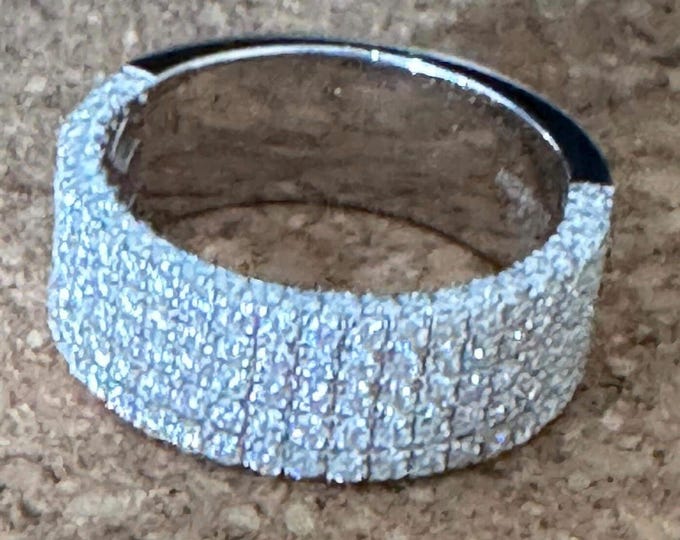 Moissanite Sterling Silver Multi Row Half Eternity Band