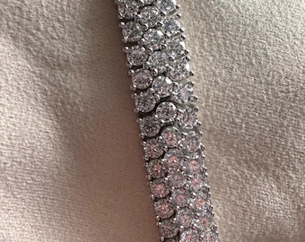 Moissanite Tennis Bracelet 7.4 Carat 3 row Certified Moissanite 925/18k