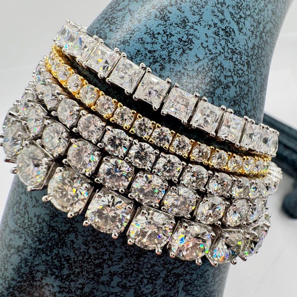 Princess cut Moissanite Tennis Bracelet 925/18k