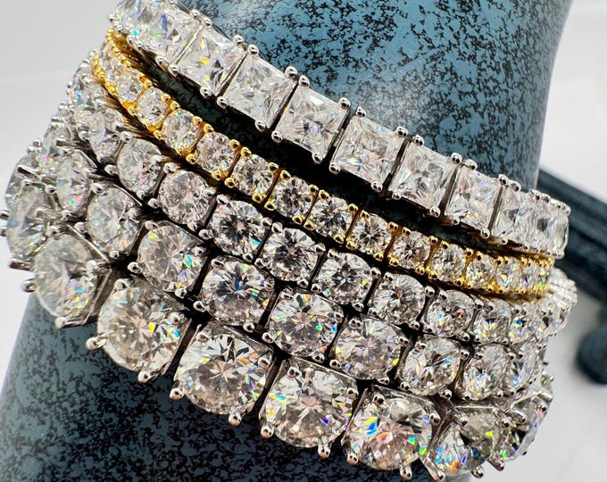 Princess cut Moissanite Tennis Bracelet 925/18k