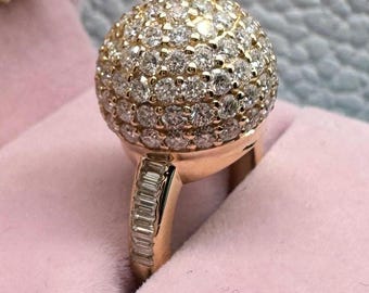 14k Gelb Gold Moissanit Kuppel Ring: Einzigartiger Statement Schmuck