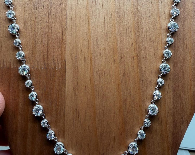 Moissanite Bezel Tennis Chain: Certified D VVS1 Georgian Cut Down Setting 925/18k