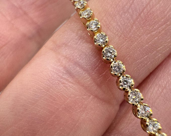 14k Gold Diamond Tennis Bracelet: Minimalist Bridal Jewelry