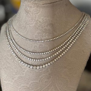 2.0mm Moissanite Tennis Necklace Sterling Silver 925/18k