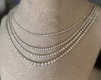 2.0mm Moissanite Tennis Necklace Sterling Silver 925/18k