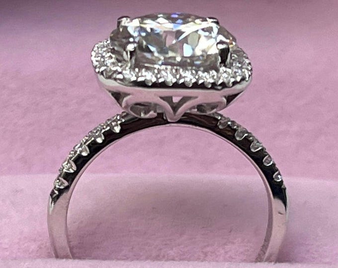 4 Carat Moissanite Halo Engagement Ring