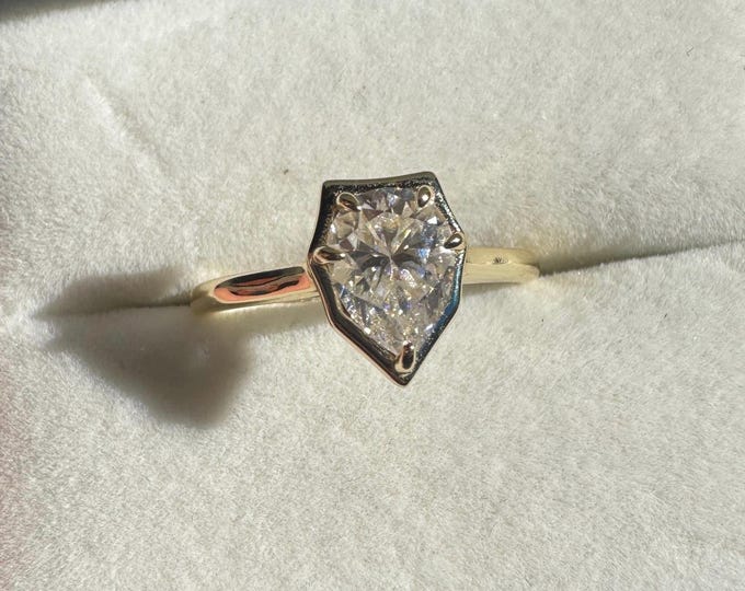2 Carat Pear Moissanite Raised Engagement Stacking Ring