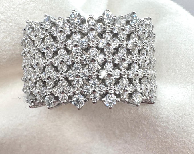 Moissanite Clover Ring: Eternity Anniversary Band Heavy Bling Rings