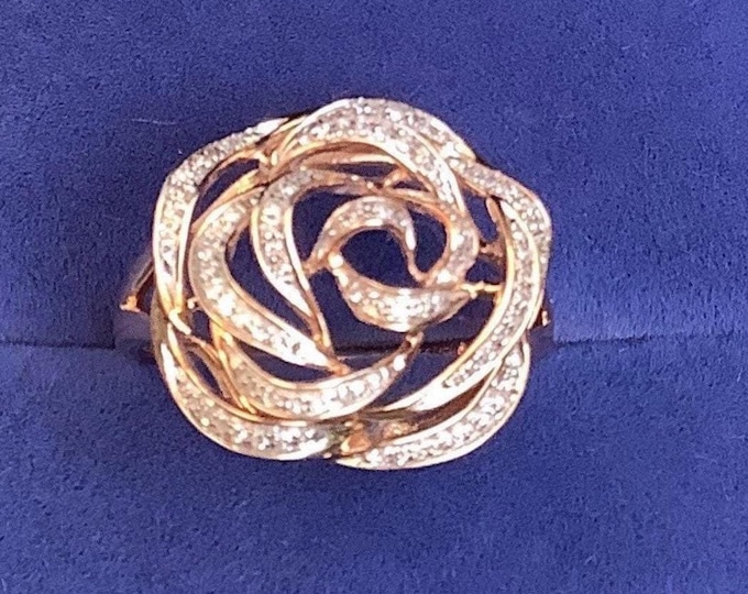 14k Gold Floral Diamond Ring: Pave Statement Ring