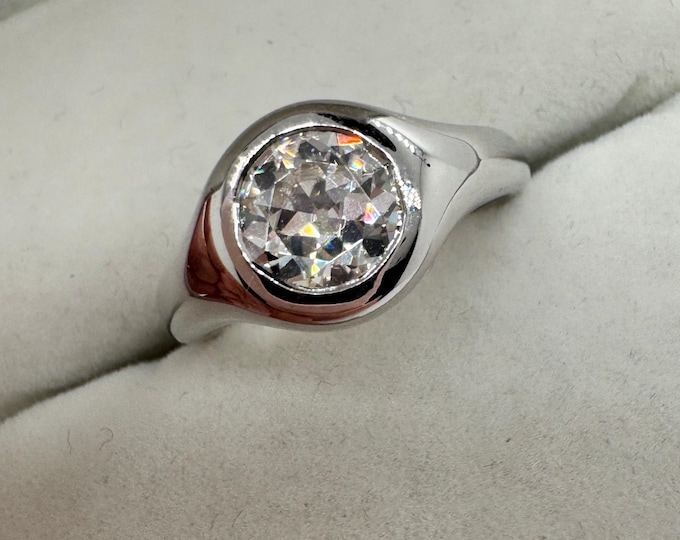 OEC 1.0carat Signet Ring Moissanite or Lab Diamond 925/18k, 14k, 10k
