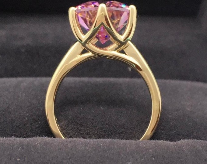 14k Tulip set Pink Moissanite Engagement Ring