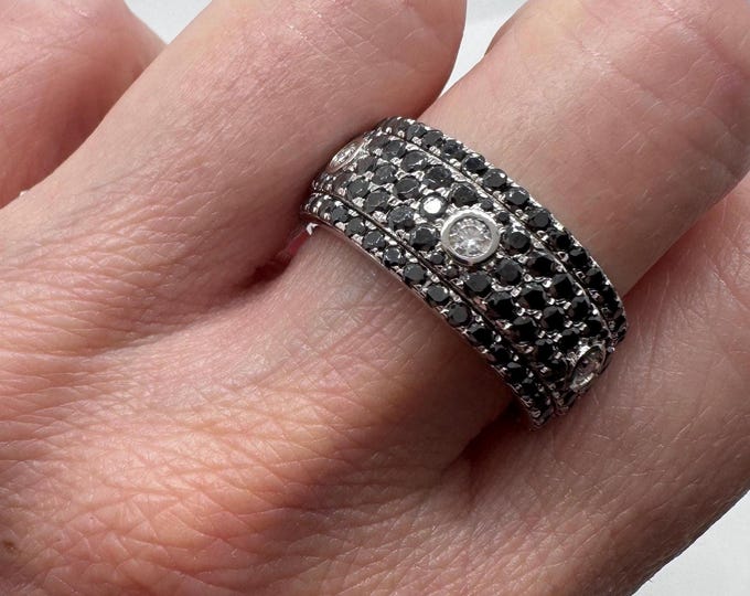 Black Moissanite Spinner Ring Unique Gothic Custom Jewelry