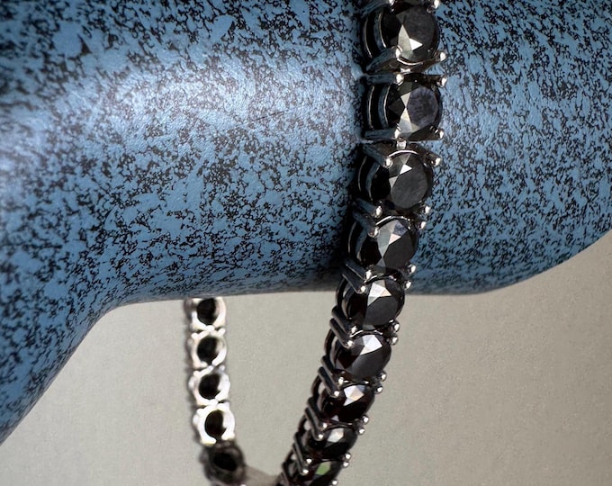 Black Moissanite Tennis Bracelet 4.0mm Certified VVS1 Moissanite 15.0 Carat 925/18k