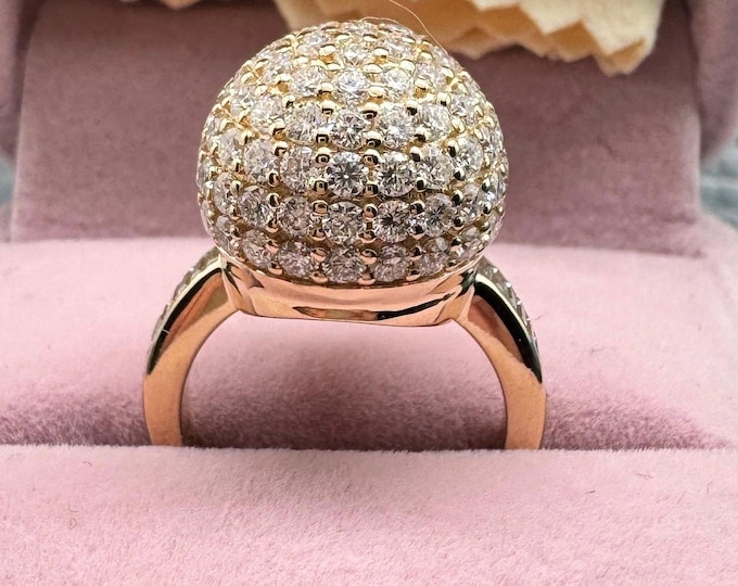 Moissanite Dome Ring Pave Engagement Ring 925/18k