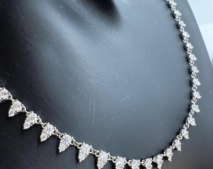Moissanite Tassel Necklace, Sterling Silver 925, 18k Plating
