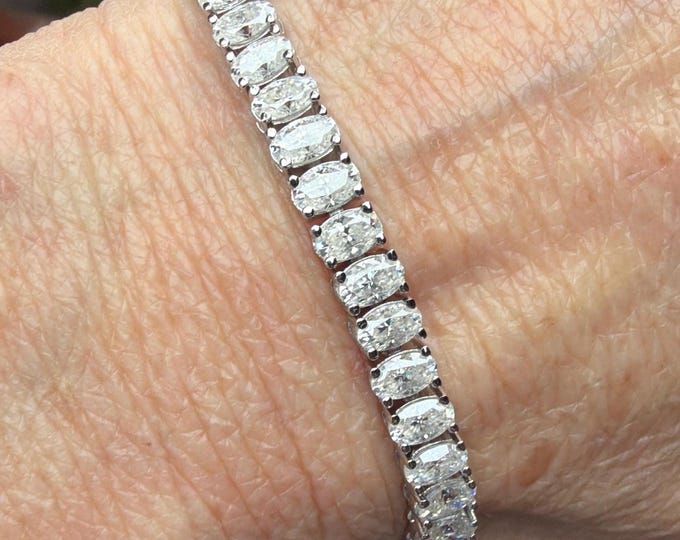 Oval Moissanite Tennis Bracelet Certified D VVS1 3x5mm 925/18k
