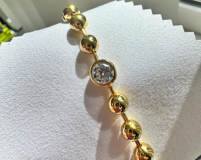 5.0mm Moissanite Bead Chain Bracelet 925/18k