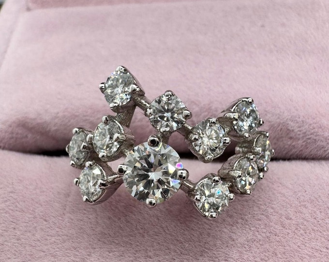 Multi Moissanite Celestial Ring 925/18k