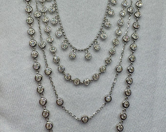 Beaded Moissanite Ball Chain Necklace: 18k Gold over Sterling Silver