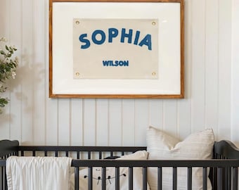 Baby name flag | canvas flag | nursery name sign | custom name banner | boho nursery decor | Baby shower gift