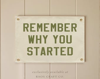 Remember why you started Flag, Hanging Canvas Banner Wall Decor,Vintage Canvas Banner,Wall Art Pennant for Nursery,Living Room Decor Pennant