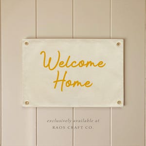 Welcome home Flag , Hanging Canvas Banner Wall Decor,Vintage Canvas Banner,Wall Art Pennant for Nursery,Living Room Decor Pennant