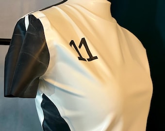 Deviance Jersey - Latex Football-Style Crop Top Handmade Latex Fashion