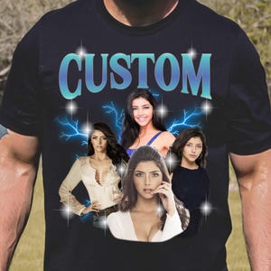 Custom Your Own Picture Idea, Wife Husband Gift Tee, Bachelorette Gift, Custom Vintage Grilfriend Bootleg Shirt, Shirt With Girlfriend Face