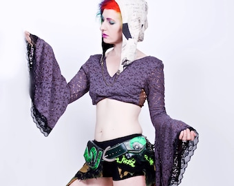 Lace Victorian Bell Sleeve Shirt- Pick Your Colour- Lolita, Goth, Fairy, Festival, Burning Man, Hoop Dancer, Rave, Burlesque