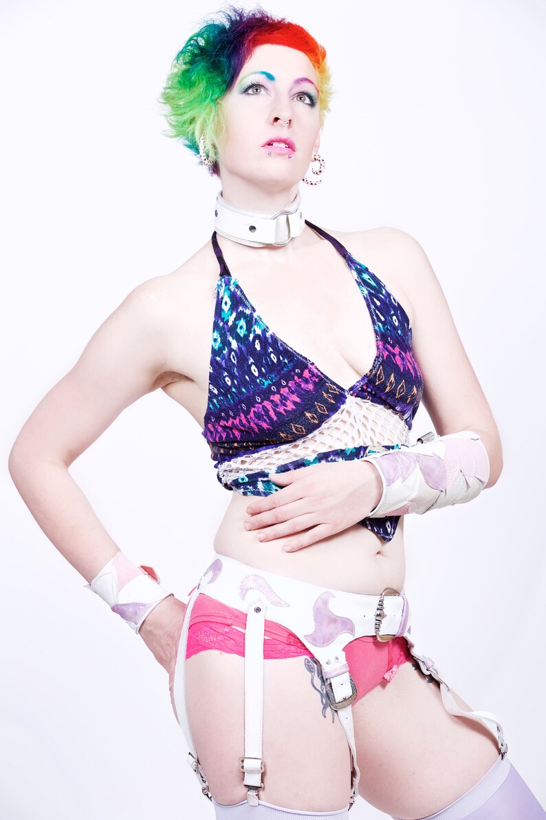 White Leather Garter Belt Adjustable Steampunk Burning Man Etsy