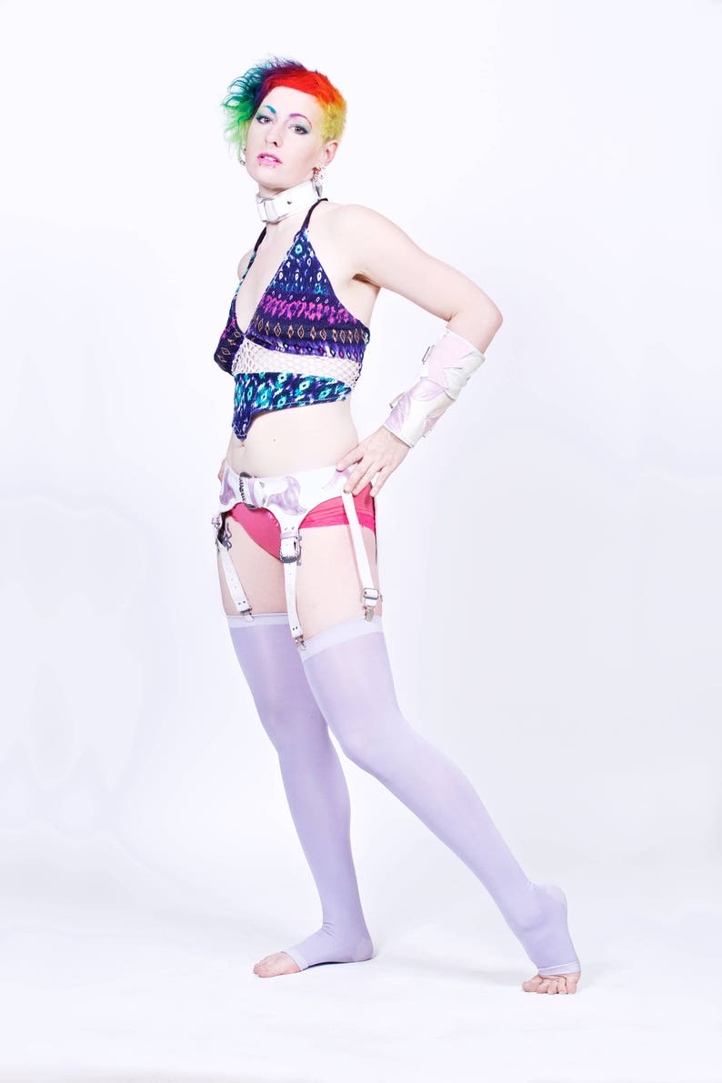 White Leather Garter Belt Adjustable Steampunk Burning Man Etsy