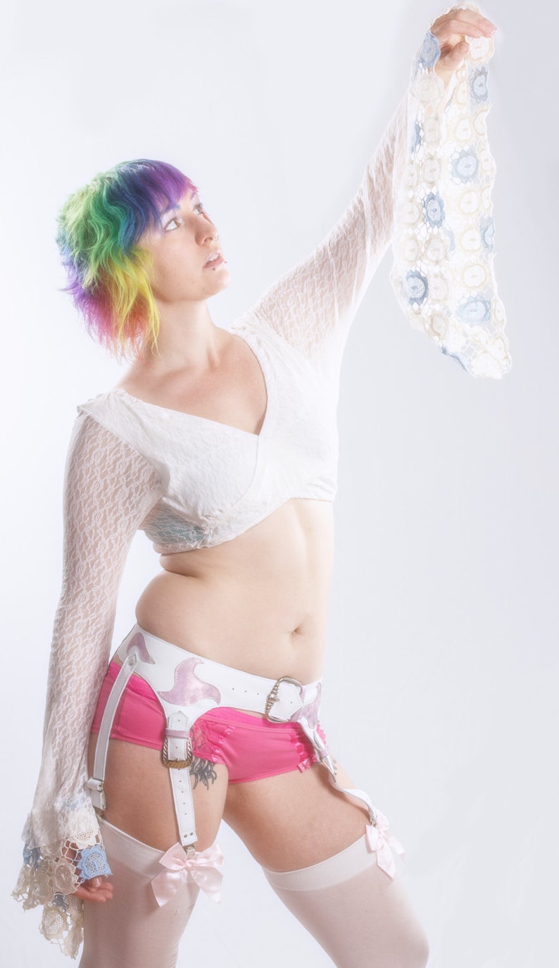 White Leather Garter Belt Adjustable Steampunk Burning Man Etsy