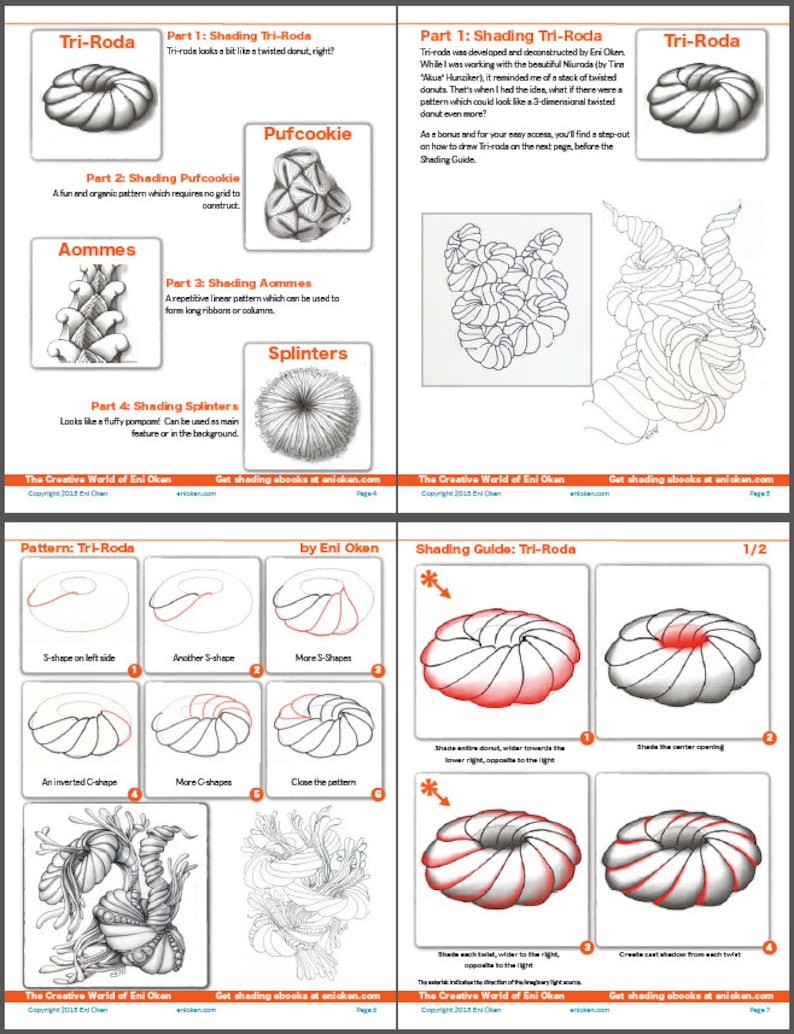 3D Tangle Shading Guide 01 - Download PDF Ebook Tutorial - Etsy