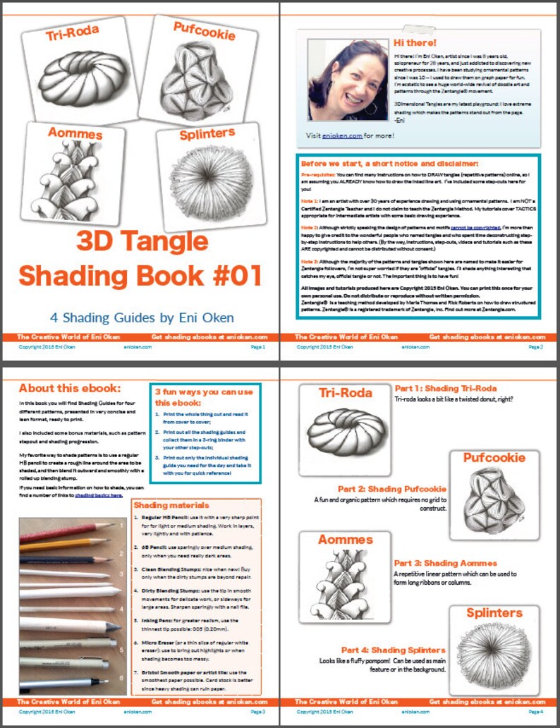 3D Tangle Shading Guide 01 - Download PDF Ebook Tutorial - Etsy