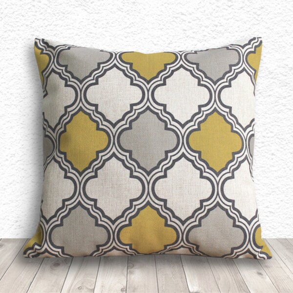 Pillow Cover, Pillow Case, Cushion Cover, Linen Pillow Cover 18x18 - Printed Geometric - 185