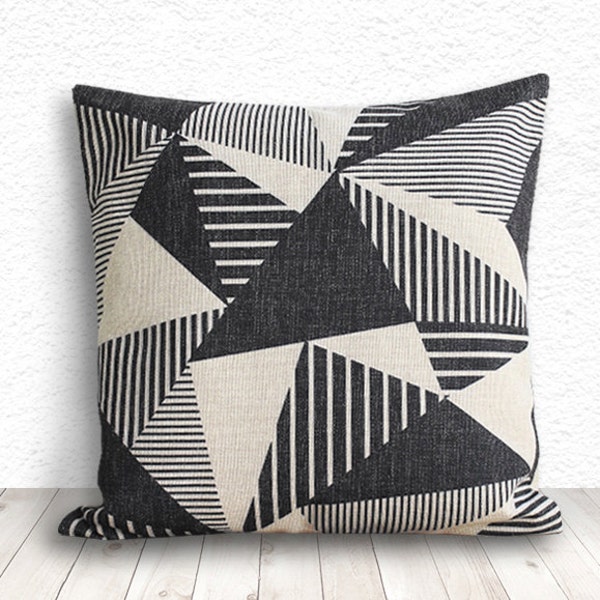 Throw Pillows, Geometric Pillow Cover, Pillow Covers, Geometric Throw Pillows, Pillow Cases, Linen Pillow Cover 18x18 - Geometric - 106