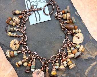 Woodland Charm Bracelet, Natural Materials, Earth Tones,