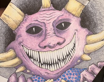 Friendly Monster Note Cards, A2, Set of 4 with white envelopes