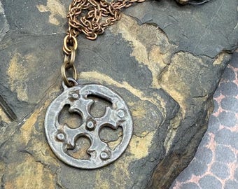 Rustic Brown Cross Necklace: Medieval Style Christian Jewelry