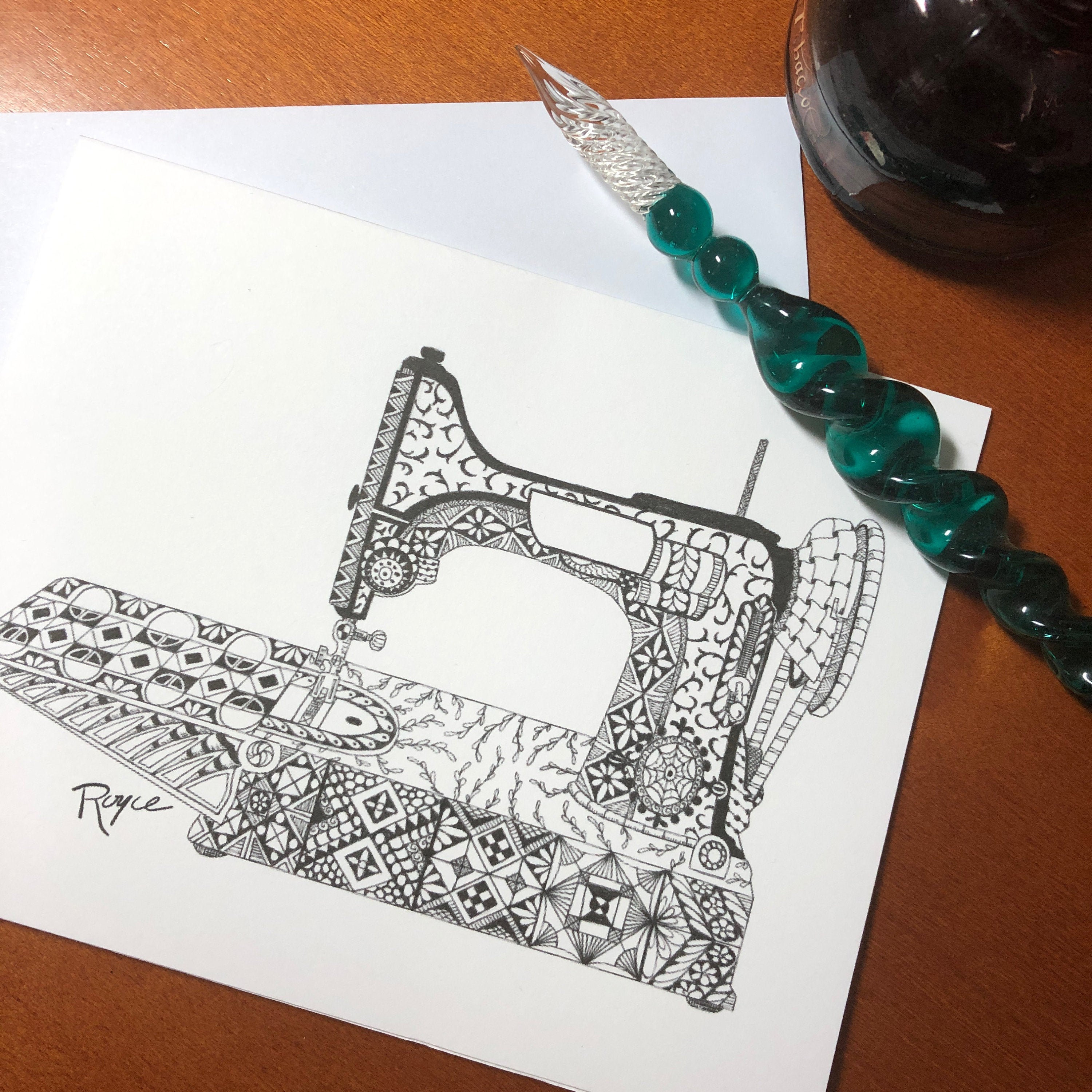 Quilters Note Cards, Ink Drawing, A2 Size, Set of 4, Black and White …
