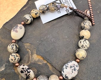 Dalmatian Jasper and copper Beaded Bracelet
