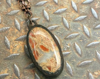 Crazy Lace Agate, Pendant, 2 Sided, Unisex