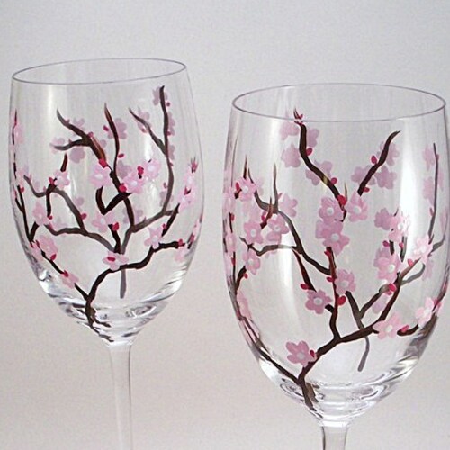 Hand Painted Wine Glasses Winter Snow set of 2 Etsy