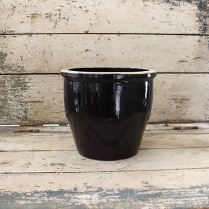 Vintage stoneware brown glazed planter crock